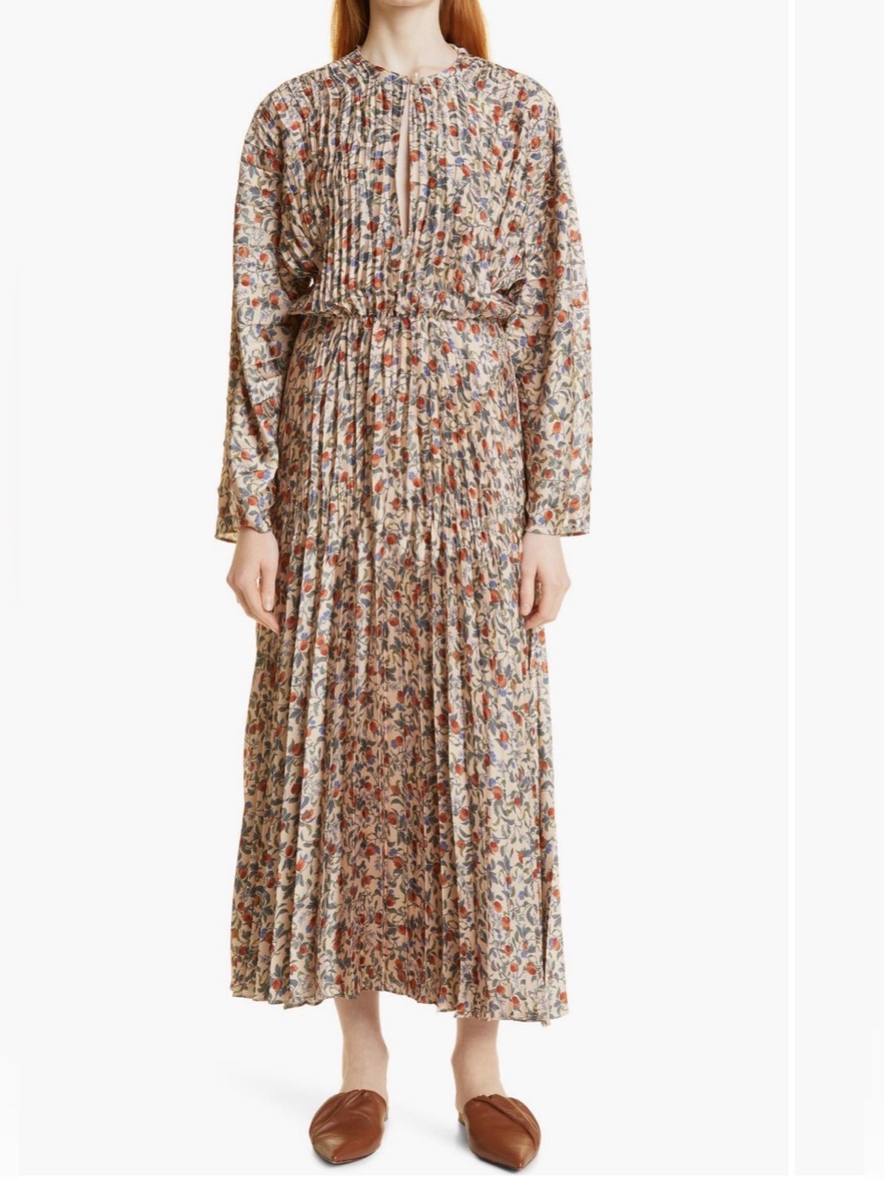 Vince Pomegranate Pleated Dress